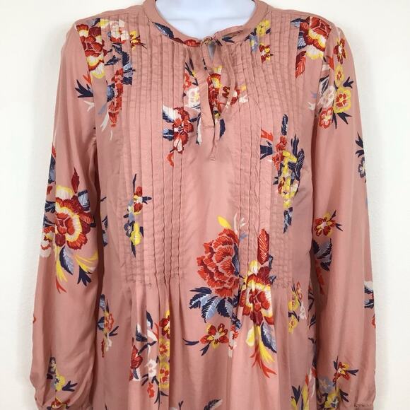 OLD NAVY Maternity Long Sleeve Pintuck Pink Floral Midi Shift Dress size Small - Picture 3 of 9